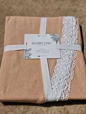 Shabby Chic 90" Round Tablecloth.    NWT